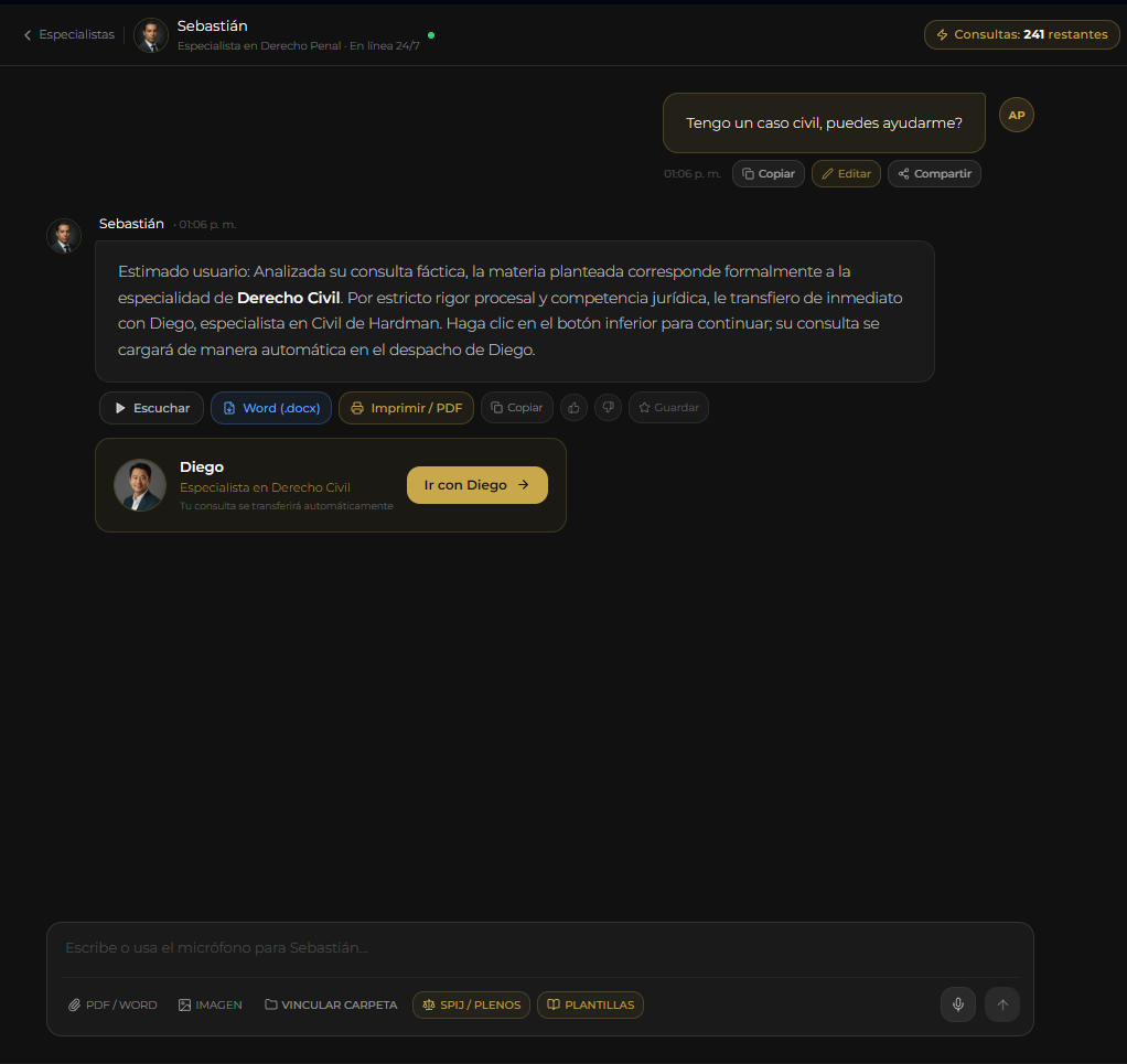 Derivación automática entre especialistas de Hardman