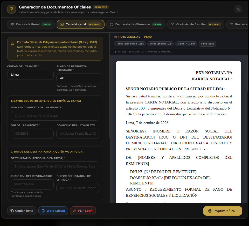 Generador de documentos oficiales de Hardman